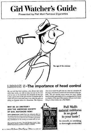 Illustration for article titled Creepy: 1960s Pall Mall “Girl Watcher’s” Ads